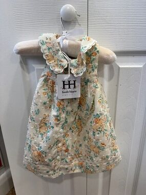 Haute Hippie Baby Dress Set (3–6 Months) – Bunny Floral w/ Matching Shoes
